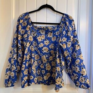 Ann Taylor Blue Floral Blouse